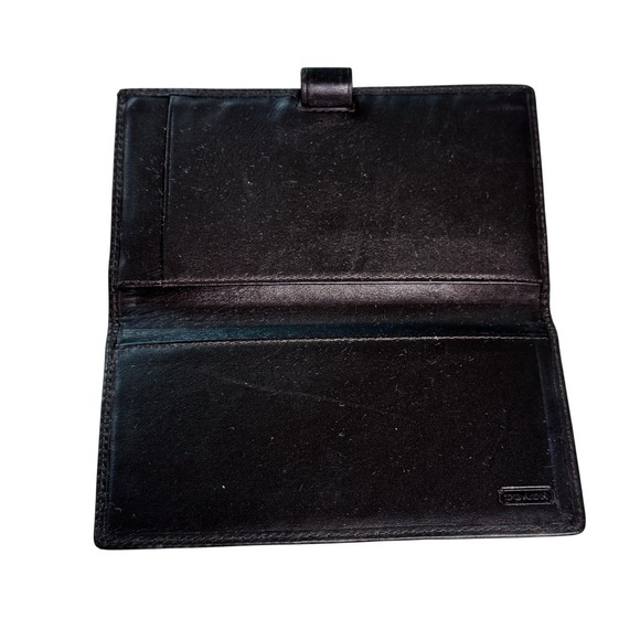 COACH Checkbook Cover Wallet Signature Monogram Canvas Brown Leather | Vintage - Picture 2 of 9